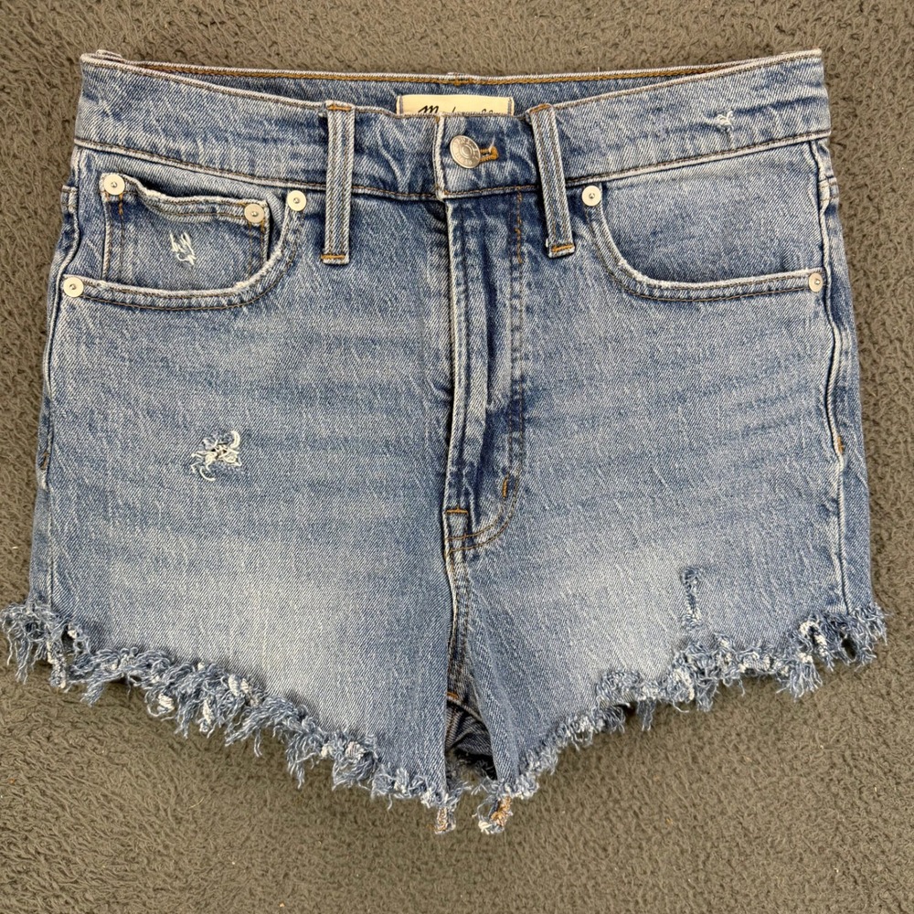 Madewell The Perfect Vintage Jean Short Light‎ Wash Distressed Raw Hem Size 27